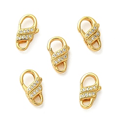 Chapado en Oro Real 18K Sujetadores Shegrace con micro circonitas cúbicas transparentes y cierre de mosquetón., sin cadmio, plomo, níquel, real 18 k chapado en oro, 14x8x4.3 mm, agujero: 2.7x2.5 mm