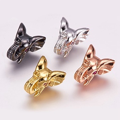 (52) Непрозрачная лаванда Латунные микро проложить кубического циркония бусы, слон, разноцветные, 15.5x12.5x10 мм, отверстие : 2 мм