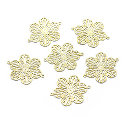 Без Покрытия Латунные филигранные столяры, без свинца, без кадмии и без никеля, цветок, сырой (без покрытия), 26x20x0.9 мм, отверстие : 0.9 мм