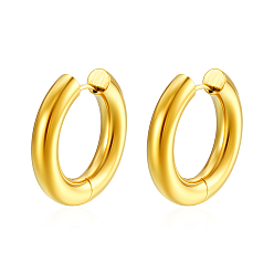 Золотой Элегантные 304 серьги-кольца из нержавеющей стали, золотые, 25.4x25.7 мм