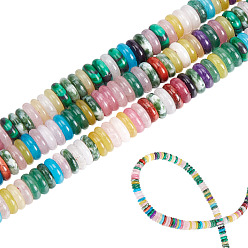 Смешанные камни 1 нити смешанных каменных бусин нити, рондель, смешанные окрашенные и неокрашенные, 6~6.5x2~2.5 мм, отверстие : 1 мм, около 181~191 шт / нитка, 15.16~15.35 дюйм (38.5~39.1 см), 1strand / комплект