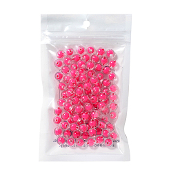 Темно-Розовый Прозрачные акриловые бусины, бусина в бусине, круглые, темно-розовыми, 8x7.5 мм, отверстия: 2 мм, около 100 шт / мешок