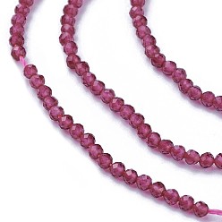 Deep Pink Faceted Glass Beads Strands, Round, Deep Pink, 2~2.5mm, Hole: 0.5mm, about 180~200pcs/strand, 14.5~16.1 inch(37~41cm)