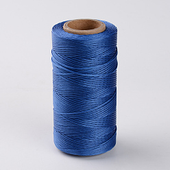 Royal Blue Flat Waxed Polyester Cords, Royal Blue, 1x0.3mm, about 284.33 yards(260m)/roll