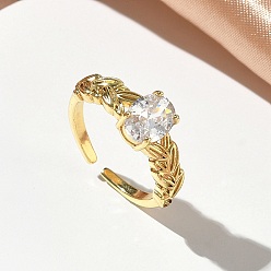 Золотой Открытые кольца манжеты из латуни с микропаве и кубическим цирконием, без кадмия и без свинца, стойки покрытие, долговечный, золотые, 8 мм, внутренний диаметр: 16 мм