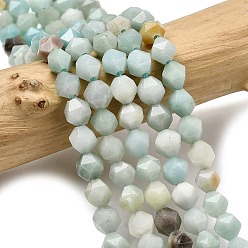 Flower Amazonite Натуральный цветок амазонитовые бусины пряди, звезды вырезать круглые бусы, граненые, 5~6x5~6x5~6 мм, отверстие : 1~1.2 мм, около 64~68 шт / нитка, 14.80''~15.04'' (37.6~38.2 см)