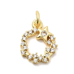 Настоящее золото 18K Латунные микро проложить кубического циркония прелести, звонить звездочкой, долговечный, стойки покрытие, с целью перехода в кольце, реальный 18 k позолоченный, 14.5x12x2.5 мм, отверстие : 3 мм