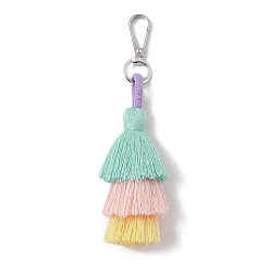 Аквамарин Подвесные украшения ручной работы из нейлоновых ниток в технике макраме, застежки из сплава подвески для украшений сумок или брелоков, аквамарин, 140 мм