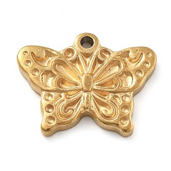 Бабочка 304 Настройки горный хрусталь из нержавеющей стали кулон, реальный 18 k позолоченный, бабочка, подходит для: 0.5~1.2 мм горный хрусталь, 15.5x20x2.5 мм, отверстие : 1.6 мм