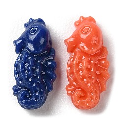 Mixed Color Carved Synthetic Coral Beads, Dyed, Sea Horse, Mixed Color, 12x6x4mm, Hole: 1.2mm