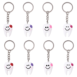 Mixed Color 10Pcs Resin Keychain, with Iron Rings, Mixed Color, 91mm