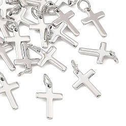 Platino Dijes de latón Shegrace, encantos cruzados, sin cadmio, plomo, níquel, Platino, 12.5x9x1 mm, agujero: 3.5 mm