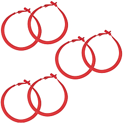 (123L) Белый крем непрозрачный блеск 3 Пары сережек-колец из сплава, окрашенных аэрозольной краской, с 925 штырями стерлингового серебра, серебряные, огнеупорный кирпич, 50 мм