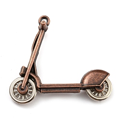 Красная Медь Сплавочные подвески тибетского стиля, скутер, без кадмия и без свинца, Красная медь, 39.5x45x14 мм, отверстие : 2 мм