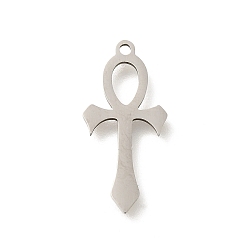 Нержавеющая Сталь Цвет 201 подвески из нержавеющей стали, лазерная резка, анкх крест очарование, цвет нержавеющей стали, 22.5x10.5x1 мм, отверстие : 1.4 мм