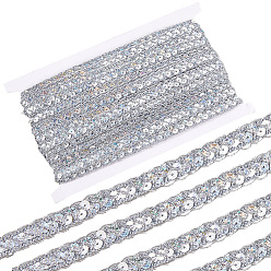 Серебро Металлизированная кружевная отделка, полиэстеровая кружевная лента «сороконожка» с пайетками, для рукоделия шитья, аксессуары для одежды, серебряные, 1/2 дюйм (12.5 мм), около 14.22 ярдов (13 м) / шт
