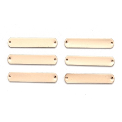 Light Gold Liens en laiton, coin rond, rectangle, or et de lumière, 36x7x1mm, Trou: 1mm, 20 pcs / boîte