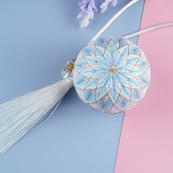 Лазурный Наборы для вышивки темари своими руками, в том числе железные иглы, рулетка, хлопковые нитки, металлический корд, полиэфирные нити, кистями, железные глазные булавки, латунная фурнитура, лазурный, 0.05 см, 4 цветов, 1 расслоение / цвет, 4 связки