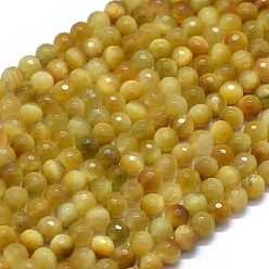 Тигровый глаз Натуральный золотой тигр глаз бисер пряди, граненые, круглые, 6 мм, отверстие : 0.8 мм, около 65 шт / нитка, 15.35 дюйм (39 см)