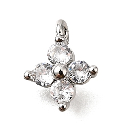 Платина Латунные микро проложить кубического циркония подвески, без кадмия, без никеля и без свинца, , платина, 9.5~10x7.5~8x3 мм, отверстие : 1.2 мм
