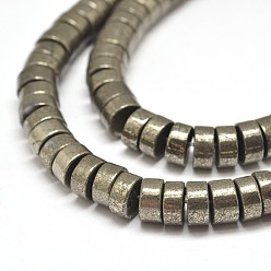 Pyrite Flat Round/Disc Natural Pyrite Beads Strands, Heishi Beads, 6x4mm, Hole: 1mm, about 100pcs/strand, 15.7 inch