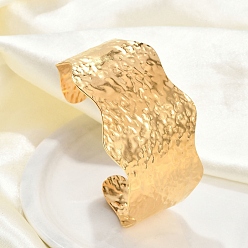 Настоящее золото 18K 304 текстурированные открытые браслеты из нержавеющей стали для женщин, реальный 18 k позолоченный, 1-5/8 дюйм (4 см), внутренний диаметр: 2-1/2 дюйм (6.45 см) x 1-7/8 дюйм (4.9 см)