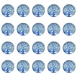 Стально-синий Половина раунд / купол дерево шаблон стекло Flatback кабошоны для поделок проектов, стальной синий, 25x6 мм