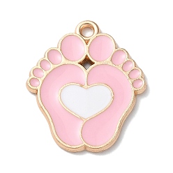 Pink Подвески из эмали и сплава, золотой свет, очарование следа, розовые, 24.5x20.5x1.3 мм, отверстие : 1.8 мм