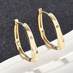 Настоящее золото 18K Прямоугольные серьги-кольца из латуни, реальный 18 k позолоченный, 21x18x2.5 мм