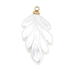 Белый 304 подвески из нержавеющей стали смолы, очарование перьев, золотые, белые, 34x17.5x9 мм, отверстие : 1.8 мм