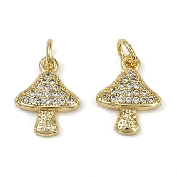 Настоящее золото 18K Латунные микро проложить кубического циркония подвески, грибные прелести, с целью перехода в кольце, долговечный, без кадмия и без свинца, стойки покрытие, реальный 18 k позолоченный, 13.5x10.5x2.5 мм, отверстие : 3.5 мм