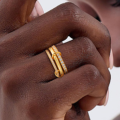 Золотой Латунные микро проложить пальцев кольца кубического циркония, штабелируемые кольца, золотые, размер США 7 (17.3 мм)
