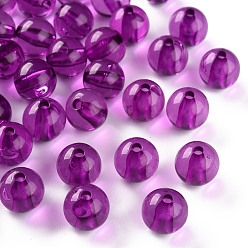 Фиолетовый Прозрачные акриловые бусины, круглые, фиолетовые, 12x11 мм, отверстие : 2.5 мм, Около 566 шт / 500 г