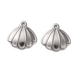 Нержавеющая Сталь Цвет 304 подвески из нержавеющей стали, формы раковины, цвет нержавеющей стали, 17x16x3 мм, отверстие : 1.6 мм