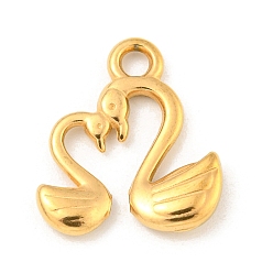 Настоящее золото 18K Ионное покрытие (ip) 304 подвески из нержавеющей стали, лебедь прелести, реальный 18 k позолоченный, 17.5x15x2.5 мм, отверстие : 2.1 мм