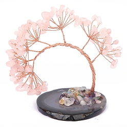 Розовый Кварц Украшения из натурального розового кварца для скульптуры дерева, для домашнего офисного стола, 100x100 мм