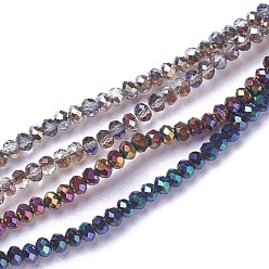 (52) Непрозрачная лаванда Стеклянные бусины с гальваническим покрытием , полное покрытие, граненые, рондель, разноцветные, 2.5~3x3~3.5 мм, отверстие : 1.2 мм, около 135~140 шт / нитка, 17.9 дюйм ~ 18.1 дюйм