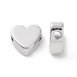 Платина Стойки обшивки латунные бусины, долговечный, без кадмия и без свинца, сердце, платина, 7.5x7.5x3.5 мм, отверстие : 1.8 мм