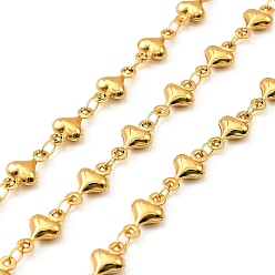 Золотой 304 ссылка цепи из нержавеющей стали сердце, пайки, с катушкой, золотые, 12x6.5x3.5 мм