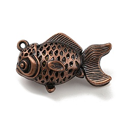 Red Copper Tibetan Style Alloy Pendants, Fish, Cadmium Free & Lead Free, Red Copper, 44.5x28.5x16mm, Hole: 2mm
