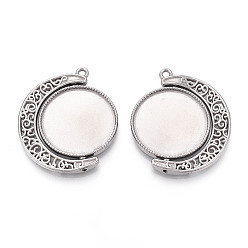Нержавеющая Сталь Цвет Не тускнеет 304 вращающиеся подвески из нержавеющей стали с кабошонами, луна с круглым подносом, цвет нержавеющей стали, лоток : 25~25.5 мм, 41.5x35x4 мм, отверстие : 2.2 мм