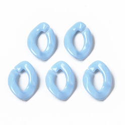 Светлый Стально-синий Непрозрачные акриловые соединительные кольца, разъемы для быстрой связи, для изготовления бордюрных цепей, овальные, светло-стальной синий, 16.5x11.5x3.5 мм, внутренний диаметр: 4.5x9 мм, Около 2250 шт / 500 г