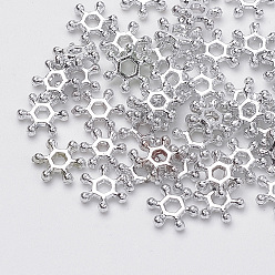 Silver Plating Acrylic Beads, Snowflake, Silver, 8x7x2mm, Hole: 1.5mm, about 25000pcs/500g