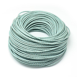 Бледно-бирюзовый Кожаный плетеный шнур, бледные бирюзовая, 6 мм, около 54.68 ярдов (50 м) / пачка