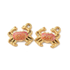 Краб 304 нержавеющей стальной эмали подвески, ионное покрытие (ip), реальный 18 k позолоченный, краб, 15.5x17x4 мм, отверстие : 1.9 мм