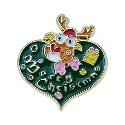 Cœur Broches en alliage sur le thème de Noël, épingles en émail, cœur, 30x27mm