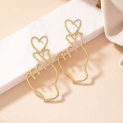 Золотой Серьги-гвоздики из сплава в форме сердца, золотые, 68x33 мм