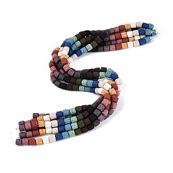 (52) Непрозрачная лаванда Бусы из натуральной лавы, окрашенные, колонка, разноцветные, 8~9x8~9 мм, отверстие : 1.2~1.6 мм, около 47 шт / нитка, 15.75 дюйм (40 см)