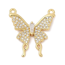 Настоящее золото 18K Латунные микро проложить кубического циркония подвески, бабочки прелести, без кадмия и без свинца, долговечный, стойки покрытие, реальный 18 k позолоченный, 19.5x18x3 мм, отверстие : 1.2 мм