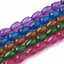 Mixed Color Baking Paint Glass Beads Strands, teardrop, Mixed Color, 9x6.5mm, Hole: 1mm, about 86pcs/strand, 30.7 inch